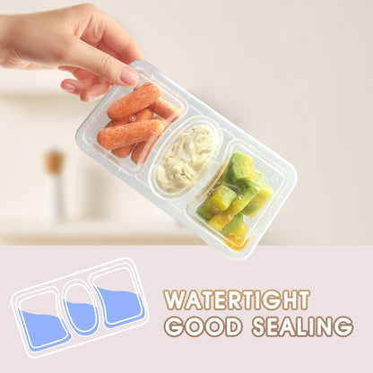 3 Compartment Reusable Snack Containers with Lids 10 Sets