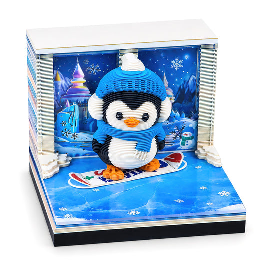 2027 3D Ice Snow Penguin Memo Pad Calendar