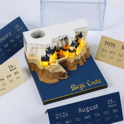 3D Magic Castle Time Piece Calendar 2026