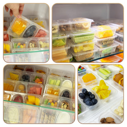 3 Compartment Reusable Snack Containers with Lids 40 Sets