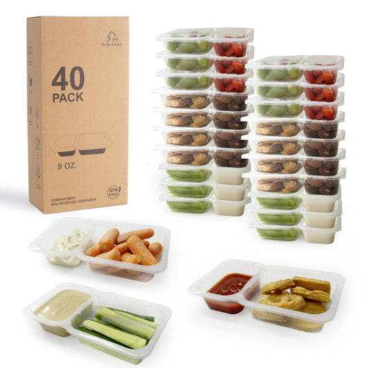 9OZ Reusable Snack Containers with Lids 40 Sets