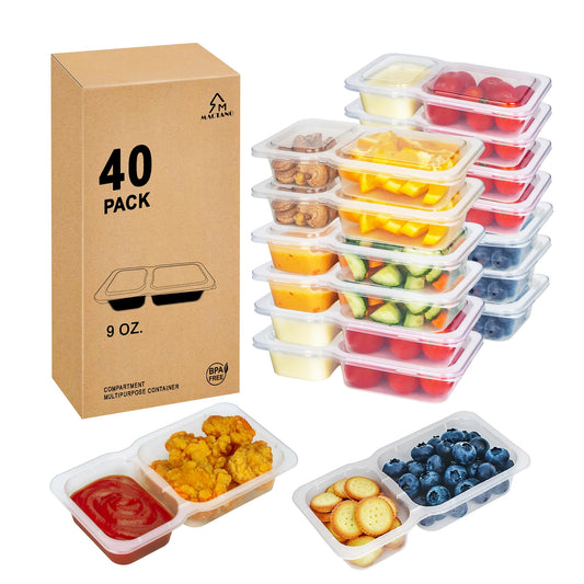 9OZ Reusable Snack Containers with Lids 40 Sets