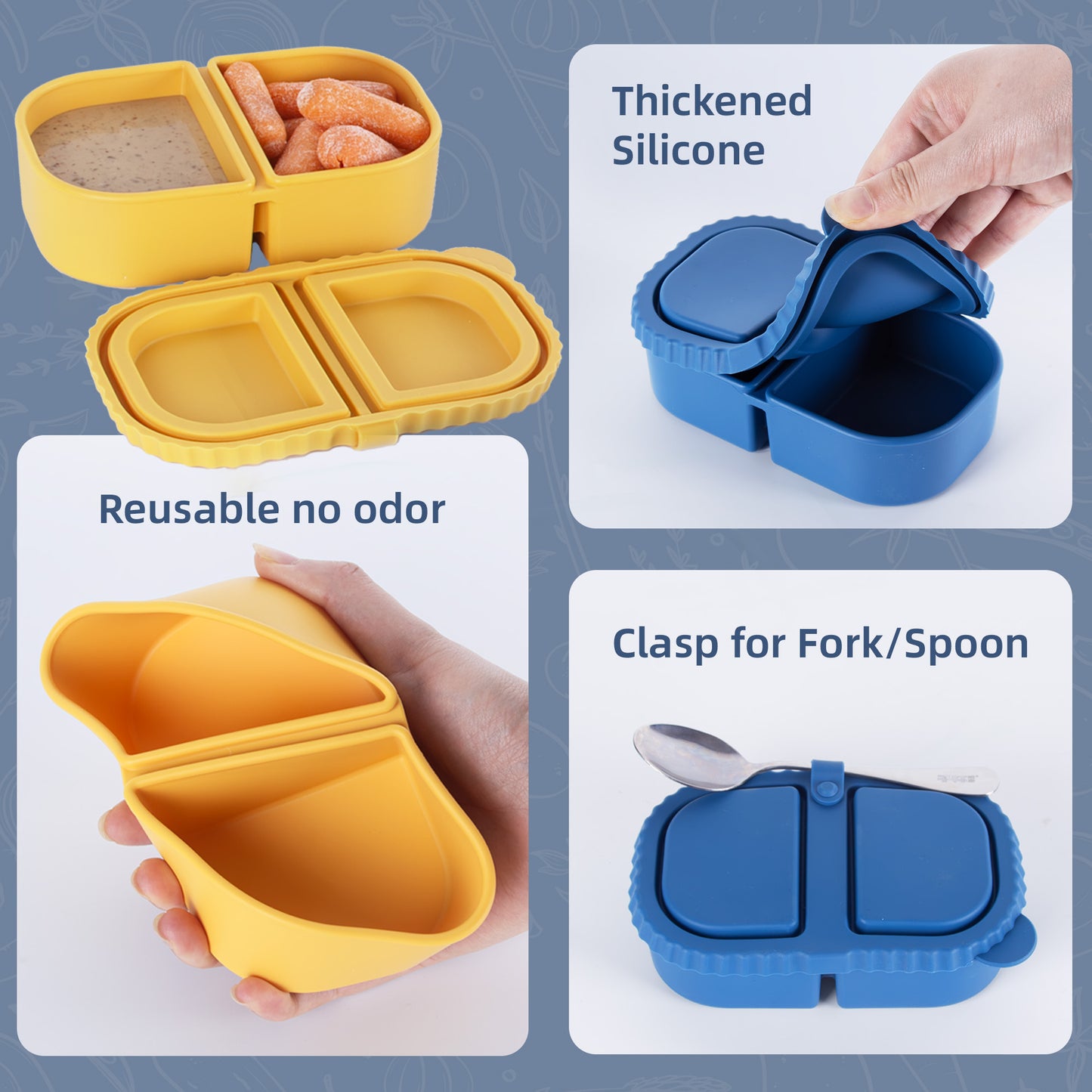 8.5 OZ Silicone Snack Container with Lids 2 Sets