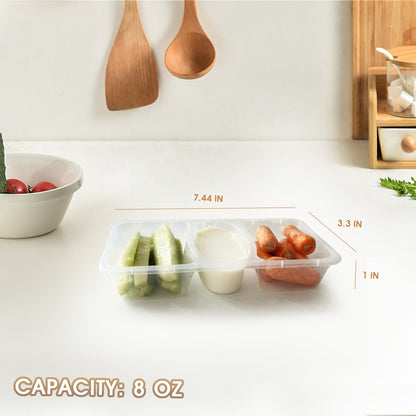 3 Compartment Reusable Snack Containers with Lids 40 Sets