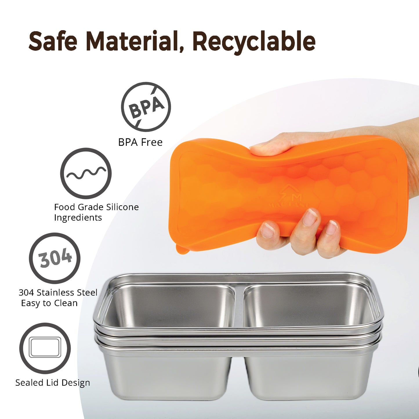 3PCS Stainless Steel Snack Containers with Lids 15OZ