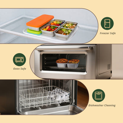 3PCS Stainless Steel Snack Containers with Lids 15OZ
